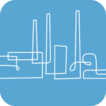 Lineart eines Industriegebäudes