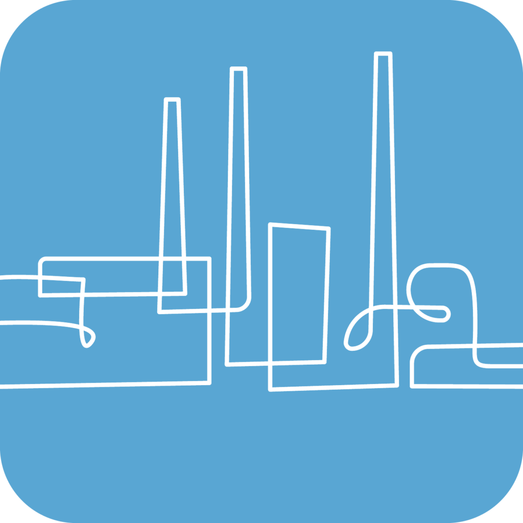 Lineart eines Industriegebäudes